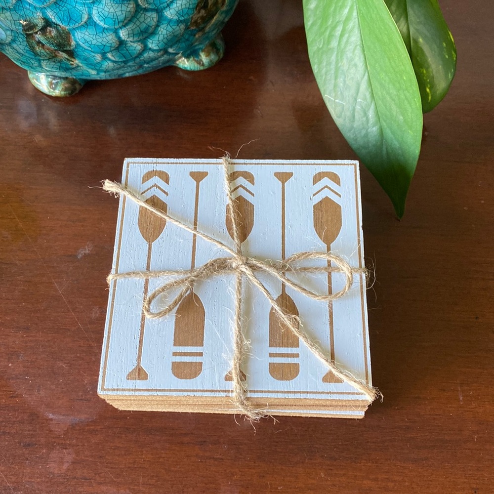 New without tags! Nautical Boat or Canoe Cabin set of 4 coasters